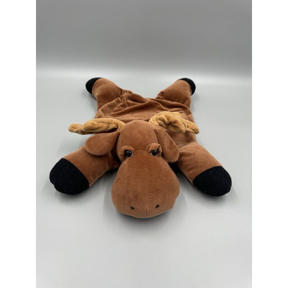 Vintage 2003 Moose Brown Laying Flat 20 Inch Plush Lovey Pillow Blanket ANCO